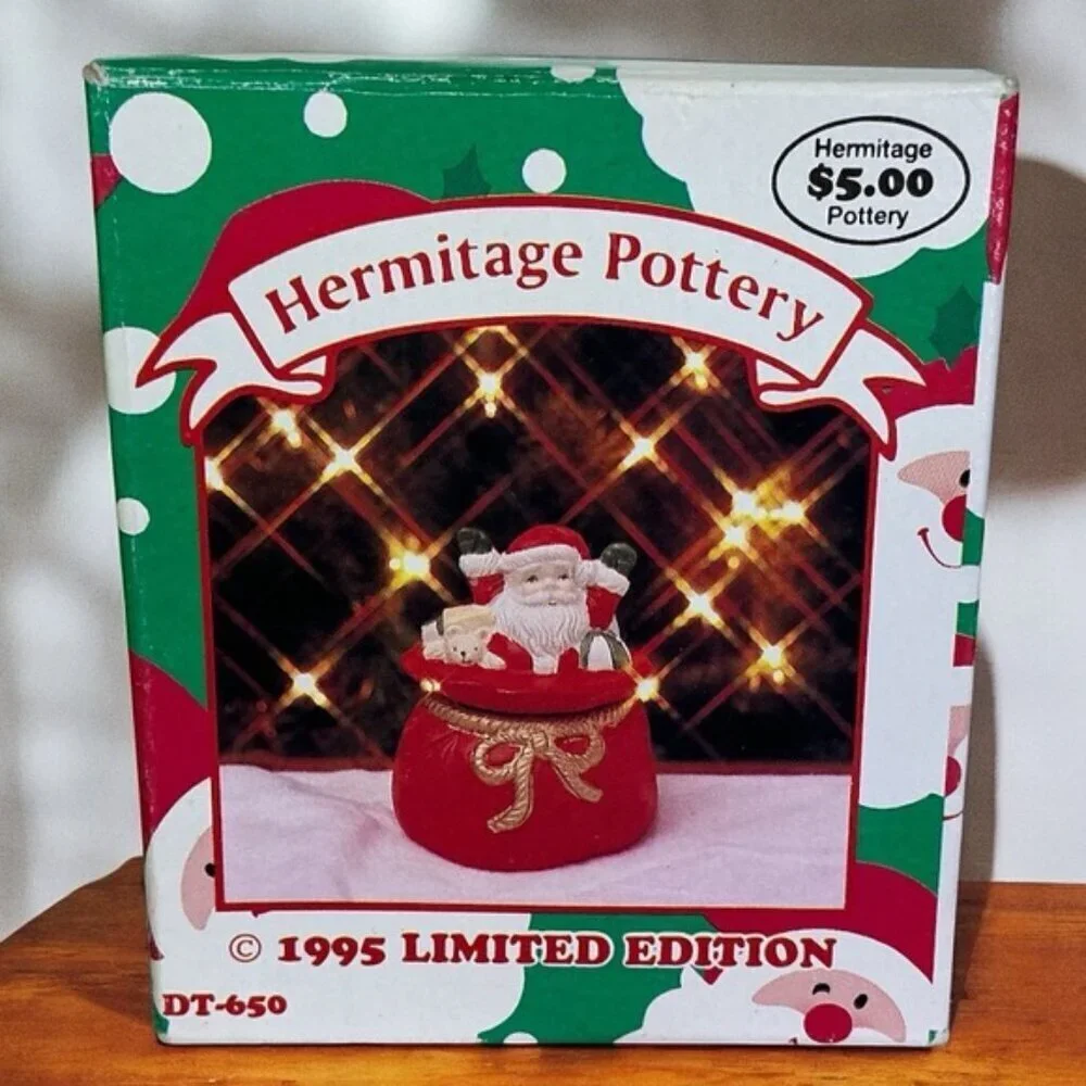 Vintage Santa Trinket Box Hermitage Collectible Porcelain Limited Edition 1995